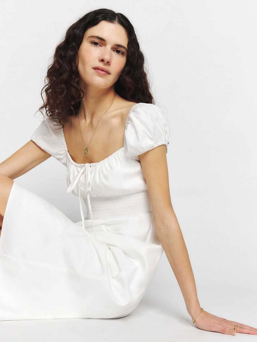 Reformation Arna Women's Dress White | OUTLET-0648735