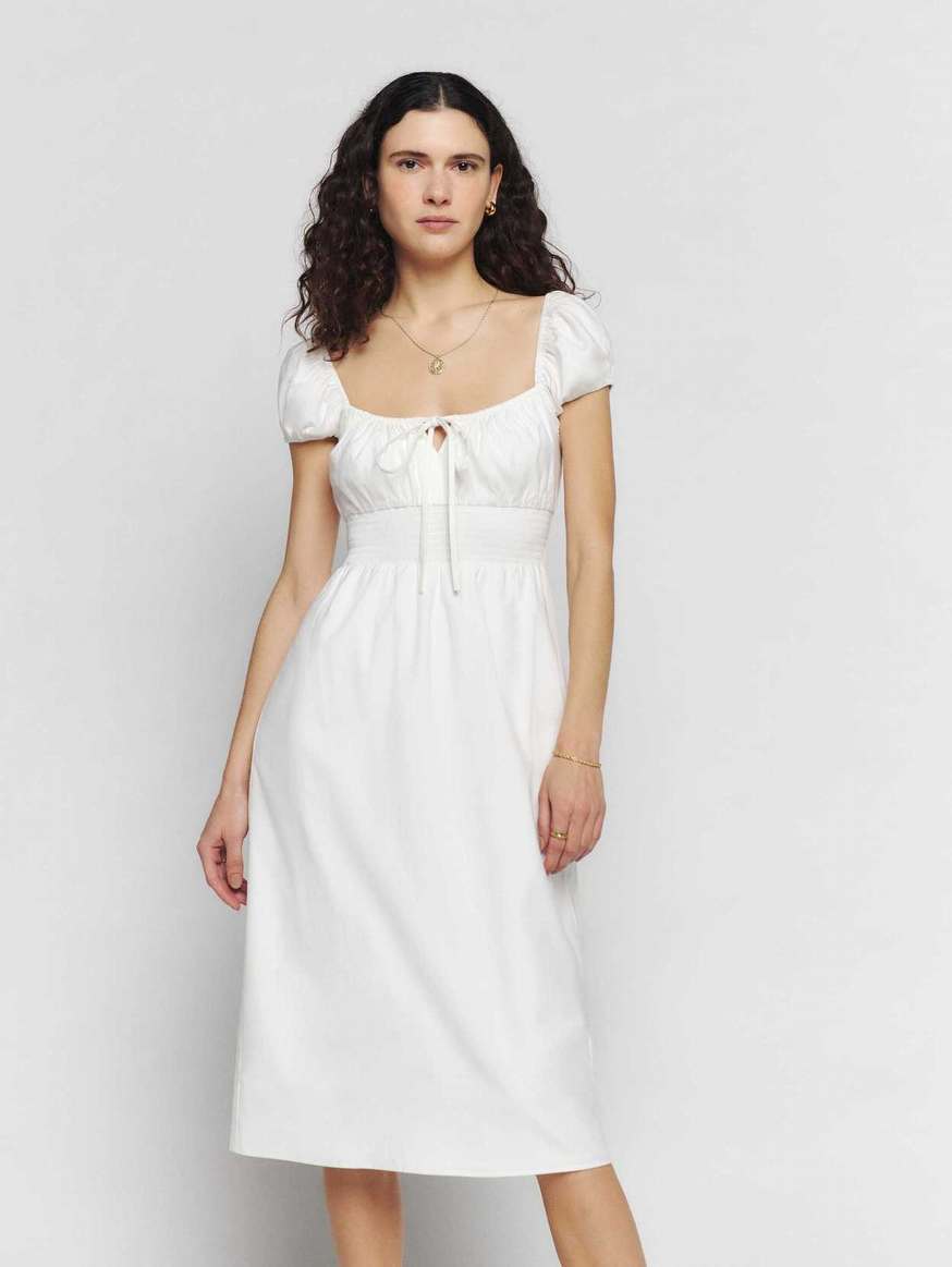 Reformation Arna Women\'s Dress White | OUTLET-0648735