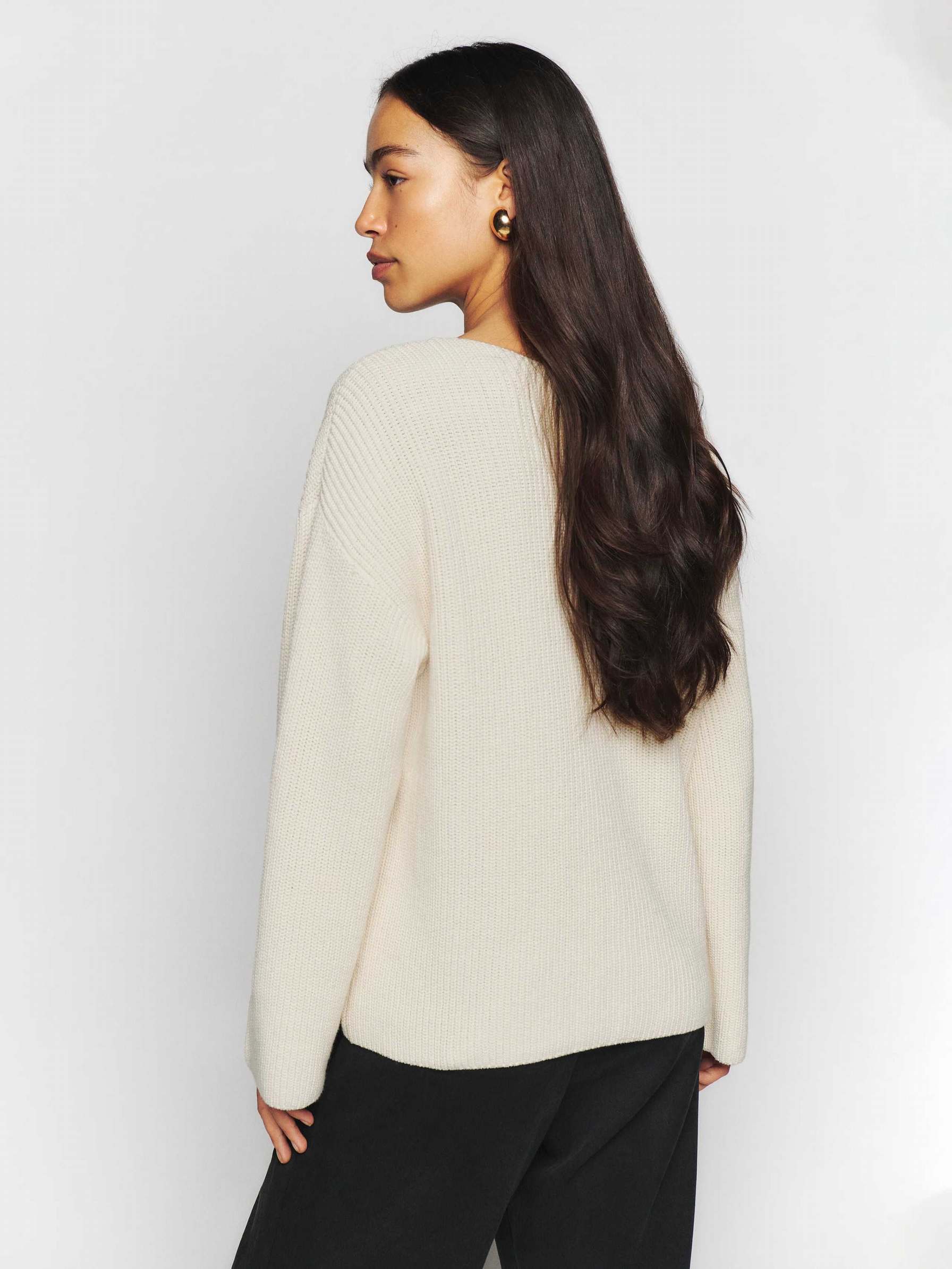 Reformation Ethan Cotton Women's Sweater White | OUTLET-478305