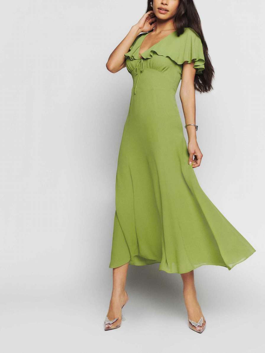 Reformation Bronwen Women's Dress Green | OUTLET-240857