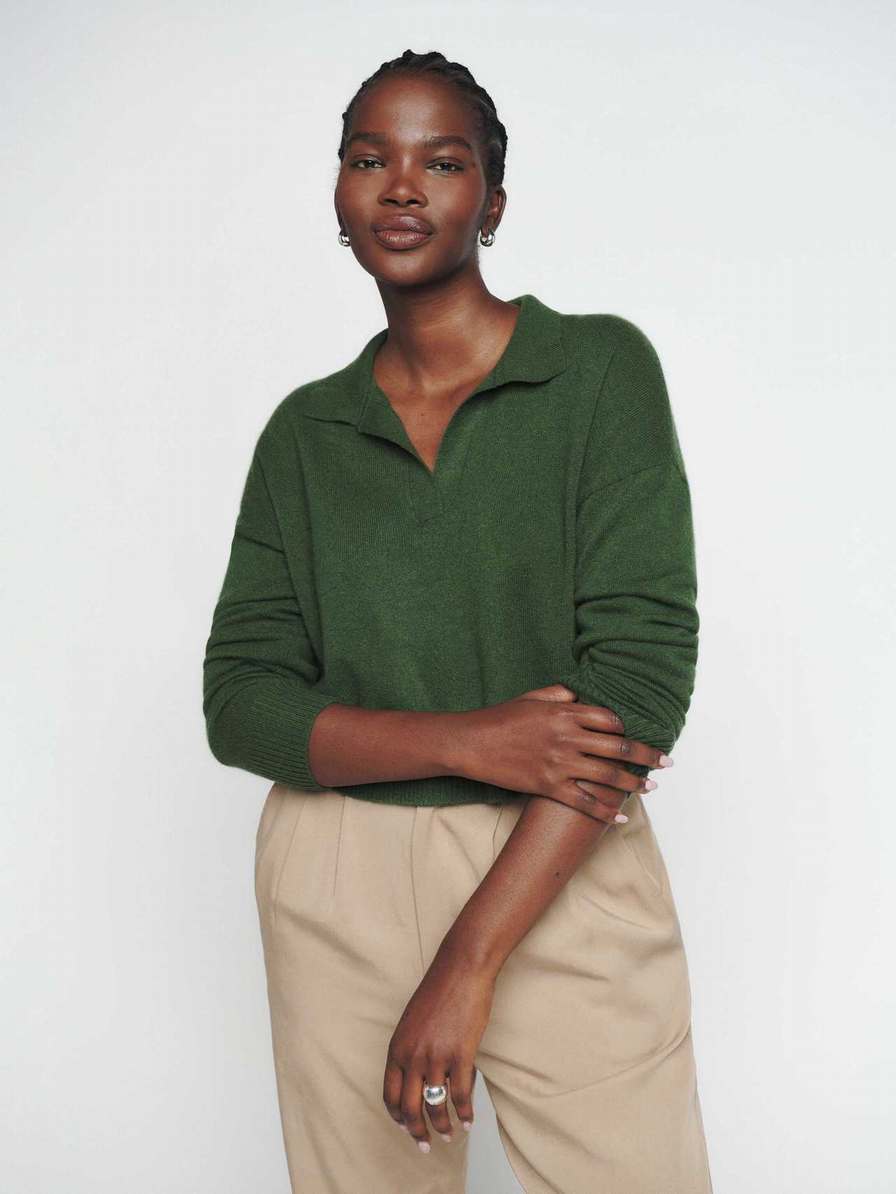 Reformation Cashmere Women's Sweater Dark Green | OUTLET-042716