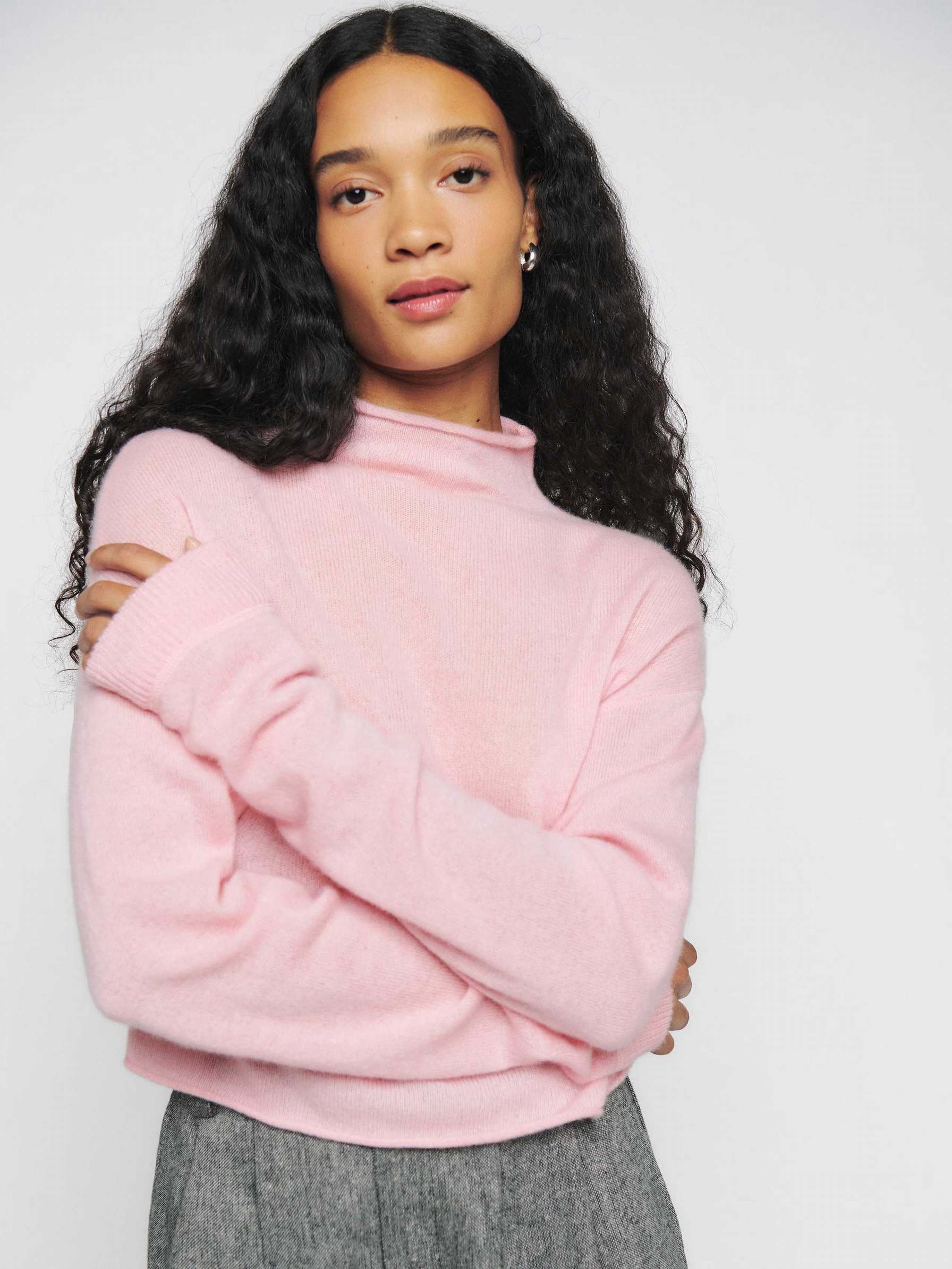 Reformation Cropped Cashmere Women's Sweater Pink | OUTLET-712058
