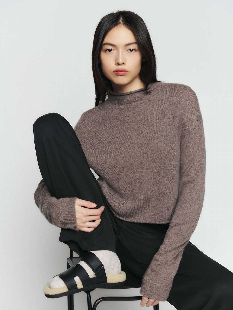 Reformation Cropped Cashmere Women's Sweater Light Grey | OUTLET-857624