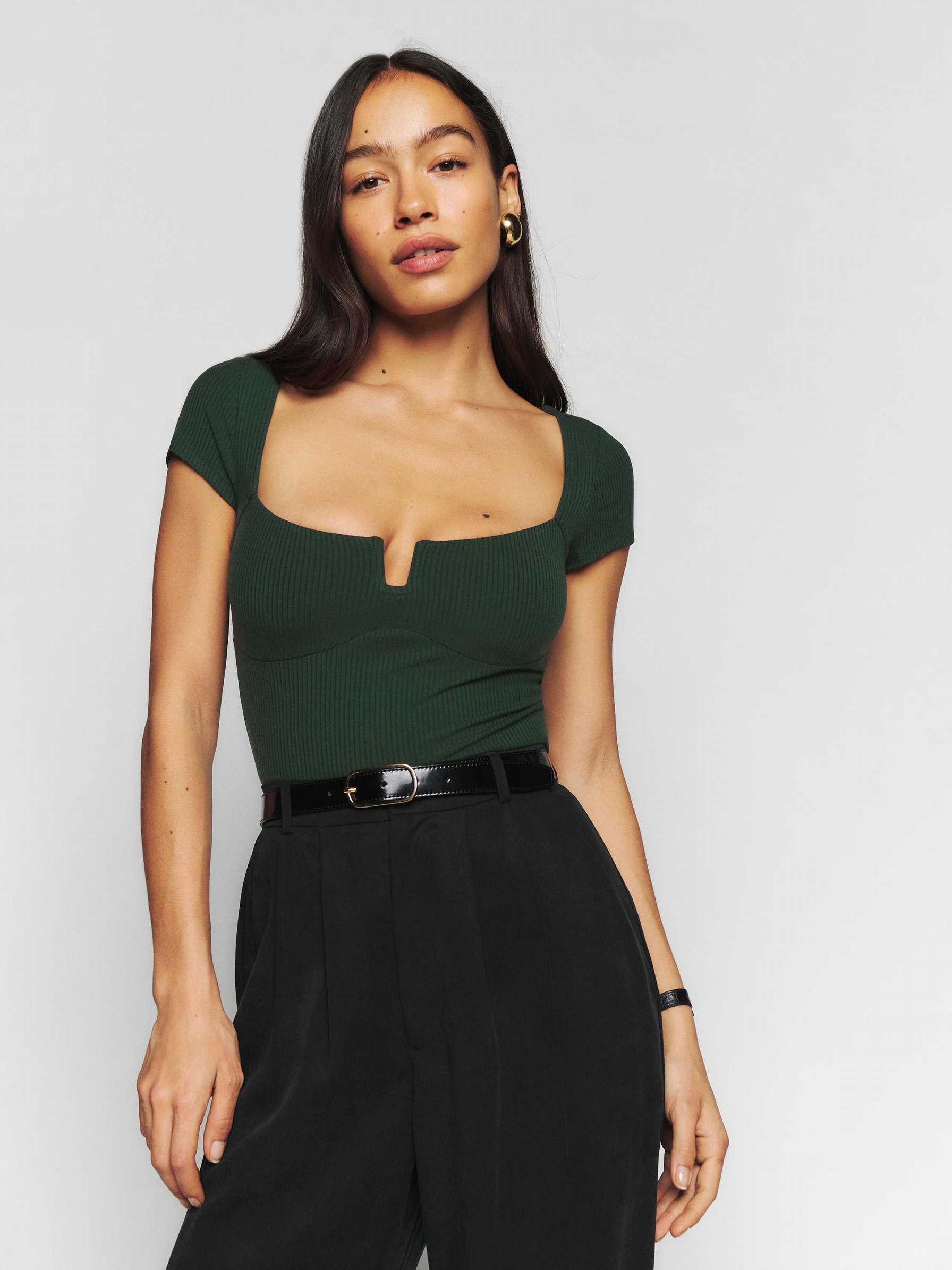 Reformation Emely Knit Women's Tops Black Green | OUTLET-273186