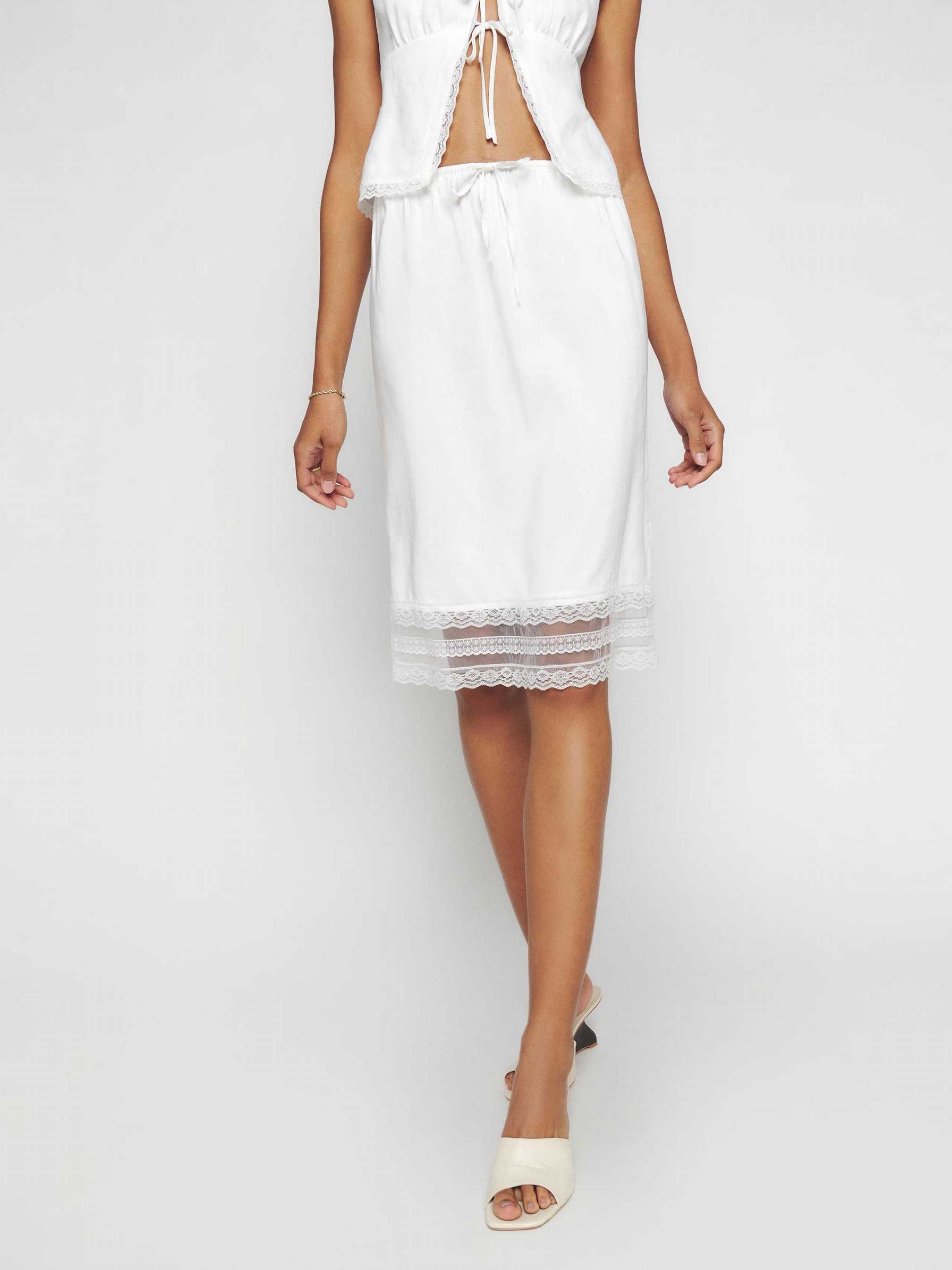Reformation Emery Women's Skirts White | OUTLET-823045