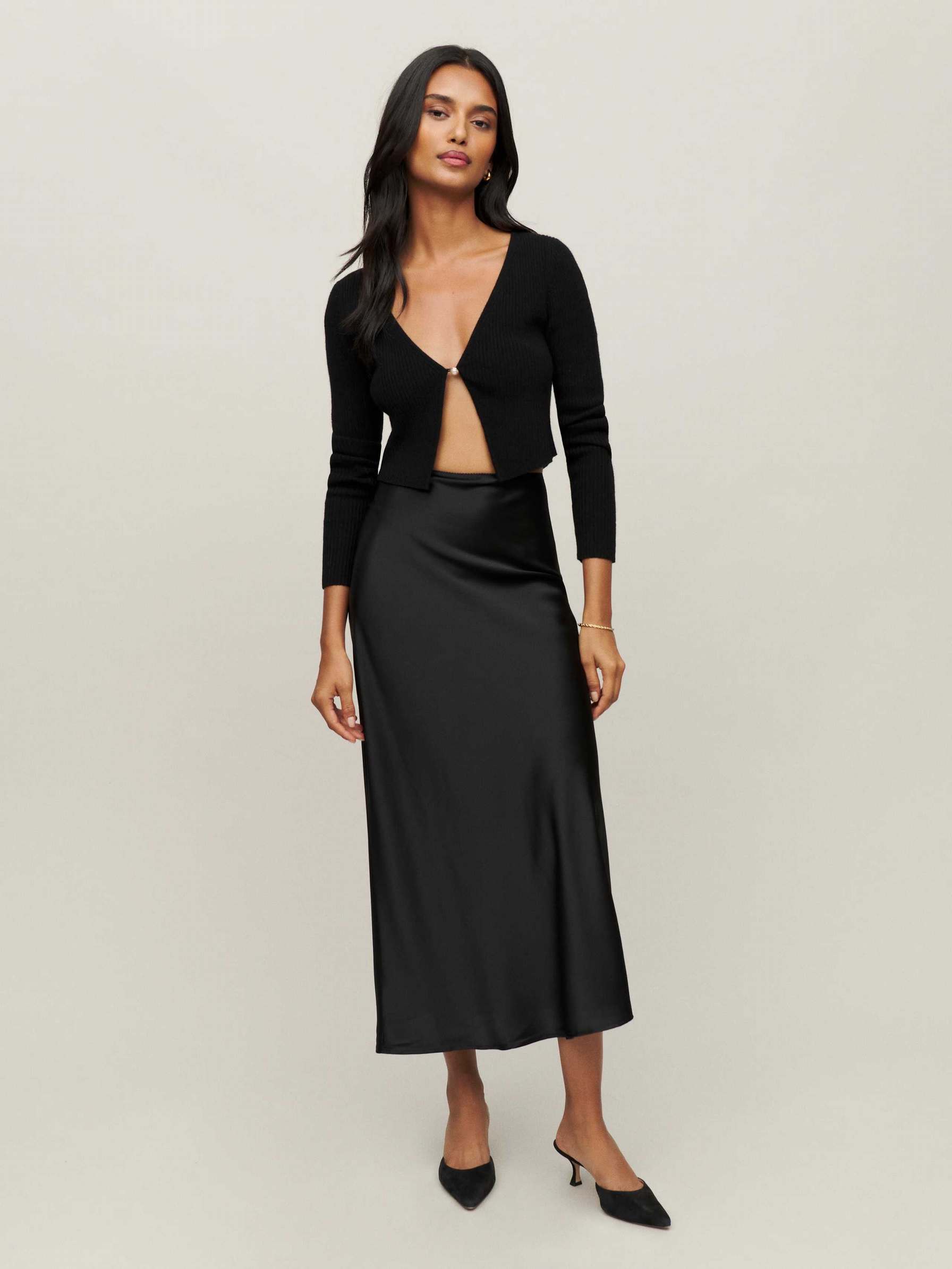Reformation Layla Silk Women's Skirts Black | OUTLET-801572