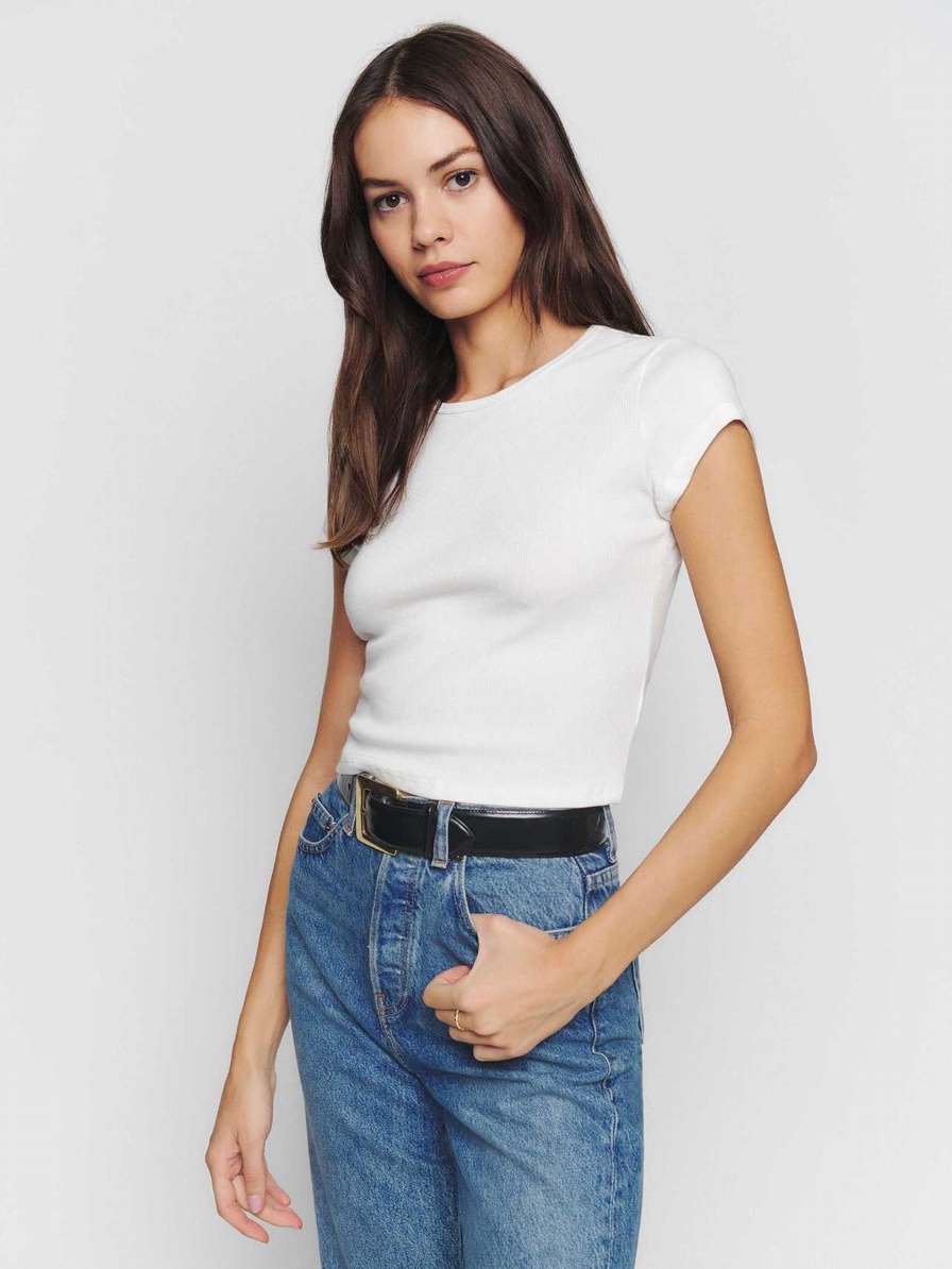 Reformation Muse Women's T Shirts White | OUTLET-7148062
