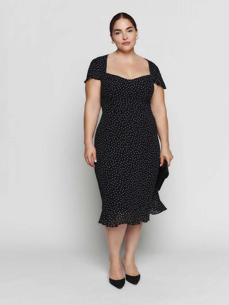 Reformation Rosi Es Women's Dress Black / White | OUTLET-7023165