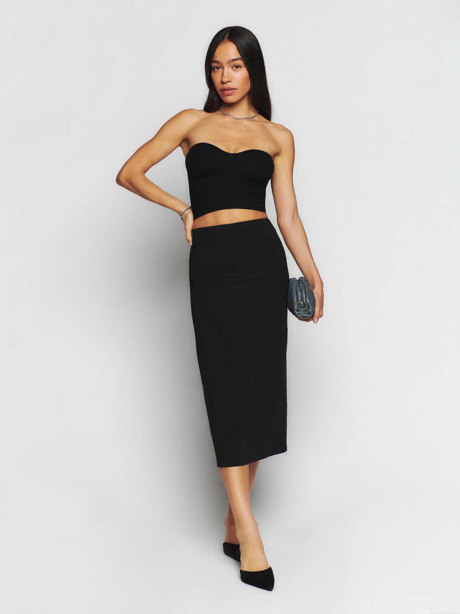 Reformation Sienna Women's Skirts Black | OUTLET-0548273
